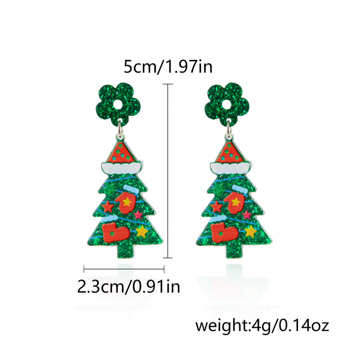 Wholesale Christmas cartoon glitter Christmas stockings Christmas gloves earrings versatile star print earrings