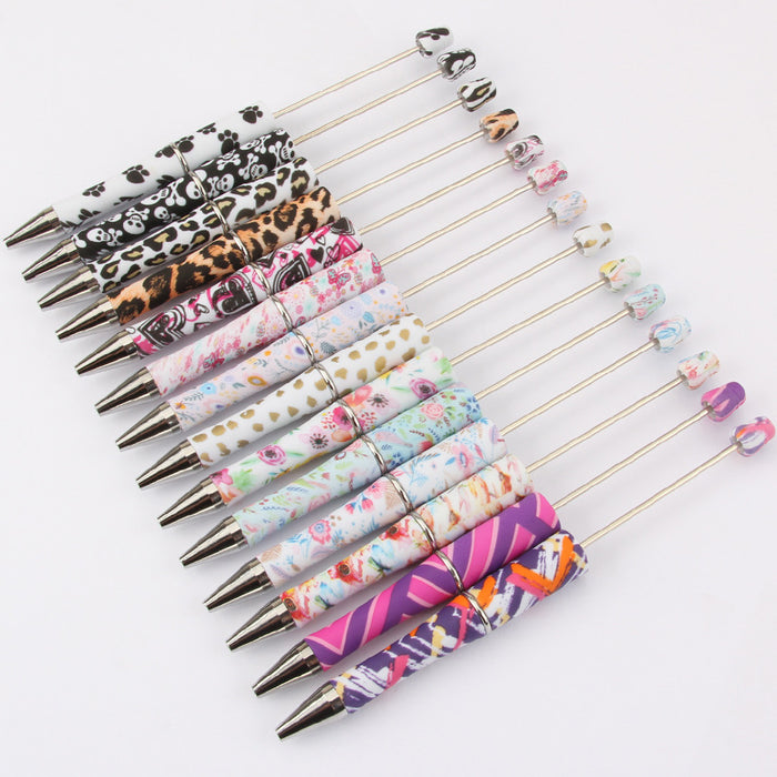 Wholesale DIY Beadable Pens  Cow Leopard Print  DIY for Beaded Plastic Pen JDC-PN-JinBN001