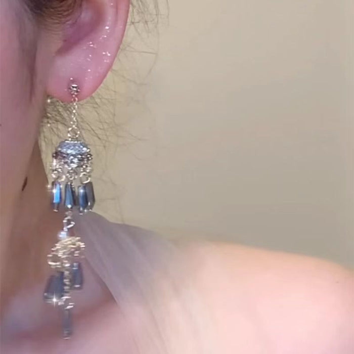 Wholesale Water droplet wind chime tassel earrings with high-end elements