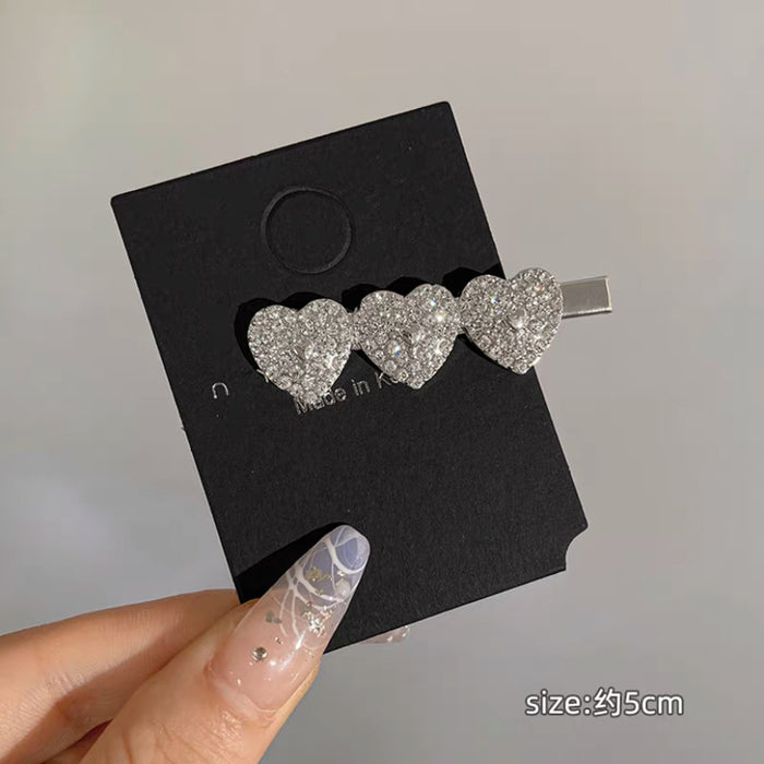 Wholesale  rhinestone star hairpin female bow love side clip duckbill clip forehead bangs clip simple hairpin head