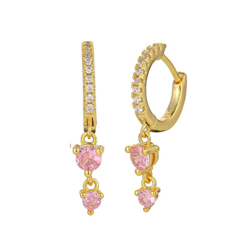 Wholesale Round Zircon Row of Diamond Earrings