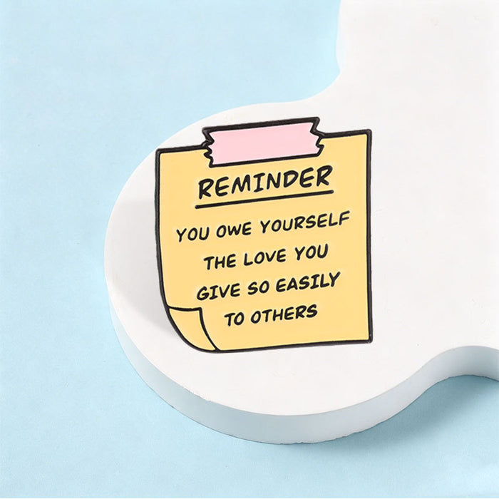 Wholesale Stylish Zinc Alloy Brooch Pin Enamel Sticky Note Shape With Inspirational English Quote Jewelry Accessory