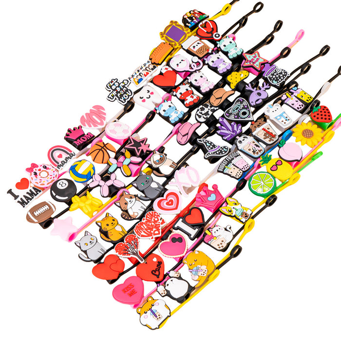 Wholesale New Cat Animal Straw Cover 10MM Straw Cap Silicone Dust Stopper Cute Anime Party Straw Decoration