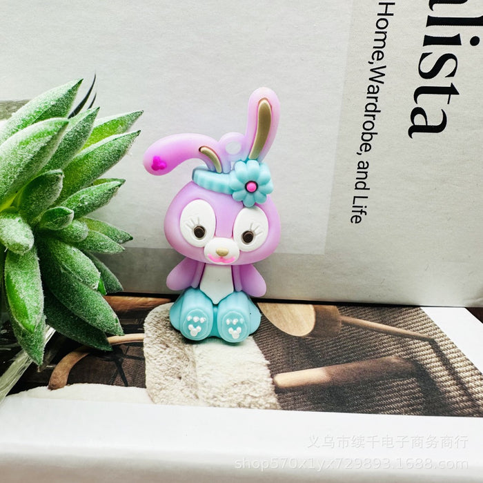 Wholesale Cartoon sitting keychain DIY soft plastic figurine car keychain