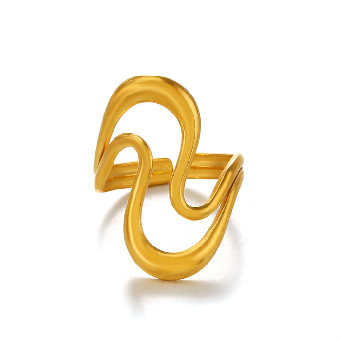 Wholesale Fashionable and trendy stainless steel minimalist style ring with exaggerated gold-plated geometric titanium steel ring wholesale