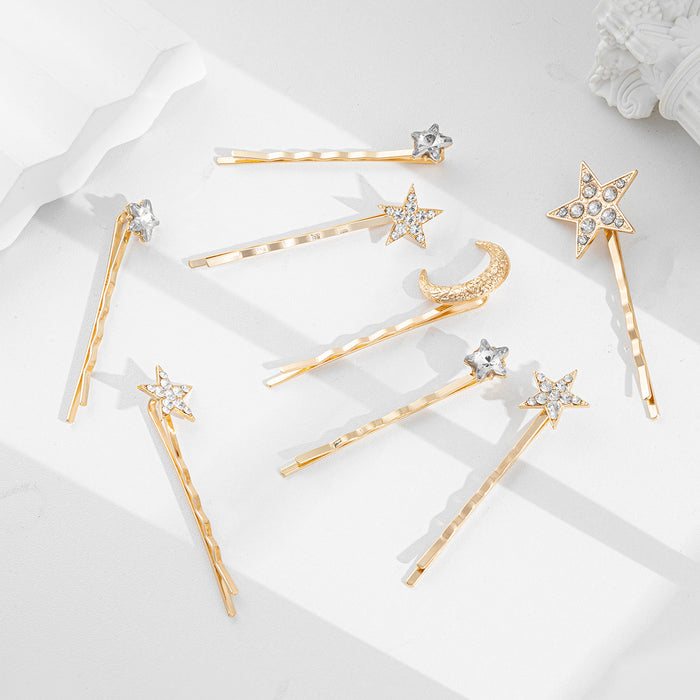 Wholesale Versatile Jewelry, Diamond studded Star Headpiece, Moon Hairpin Set for Women