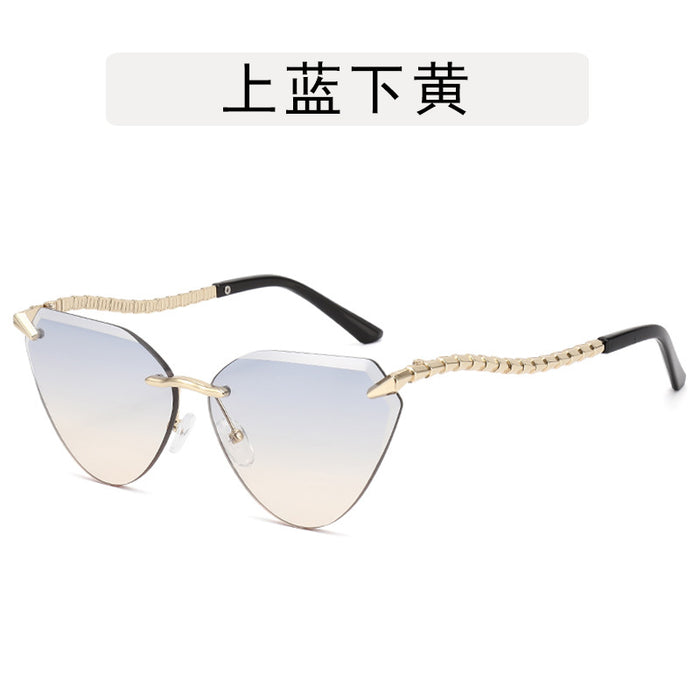 Wholesale Metal sunglasses, retro frameless cut sunglasses