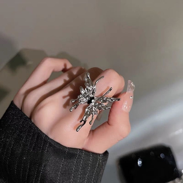 Wholesale Small niche design, high-end liquid butterfly opening ring, personalized index finger ring