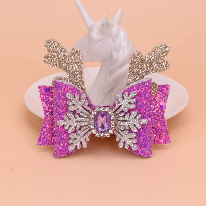 Wholesale Children Christmas Snowflake Fabric Bow Hairpin JDC-HC-Bais005