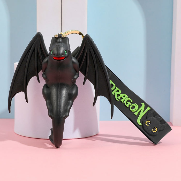Wholesale Cartoon Black and White Little Flying Dragon Keychain Pendant Soft Plastic Cute Doll Accessories Luggage Pendant