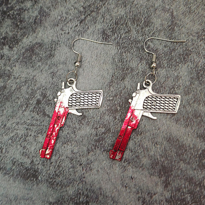 Wholesale  alloy earrings dagger axe horror blood earrings holiday exaggerated jewelry