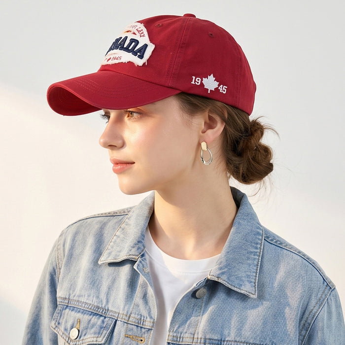 Wholesale Chic Vintage Washed Baseball Cap with Letter Embroidery Maple Leaf Design Unisex Summer Fashion Accessory