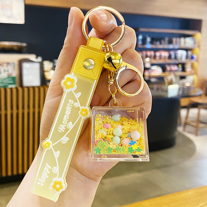 Wholesale Oil-flowing Quicksand Sakura Keychain