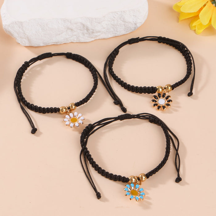 Wholesale New Daisy Bracelet, Chrysanthemum Weaving Hand Rope, Sunflower Card Bracelet