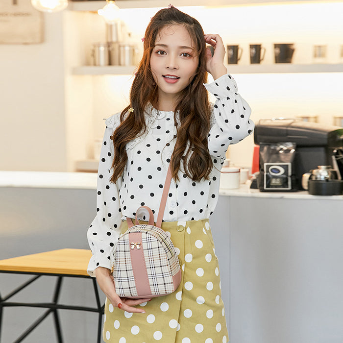 Wholesale Printed Checkered Backpack Summer and Autumn New Products Women's Bow Student Leisure Small Bag JDC-BP-JF001