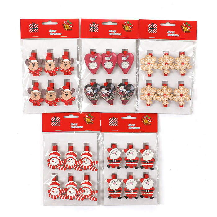 Wholesale Christmas wooden cartoon clip Christmas holiday decoration accessories home photo wall scene layout