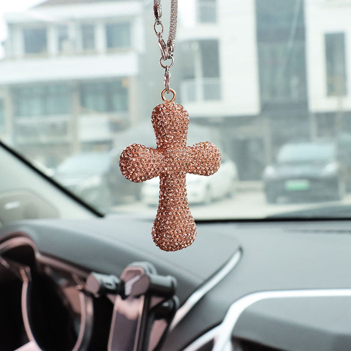 Wholesale Simple Black Rhinestone Cross Car Hanging Ornament Interior Decoration Gift