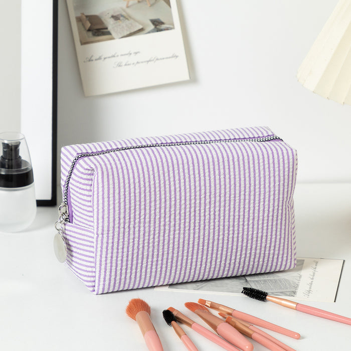 Wholesale Solid Color Clutch Seersucker Large-Capacity Toiletry Cosmetic Bag