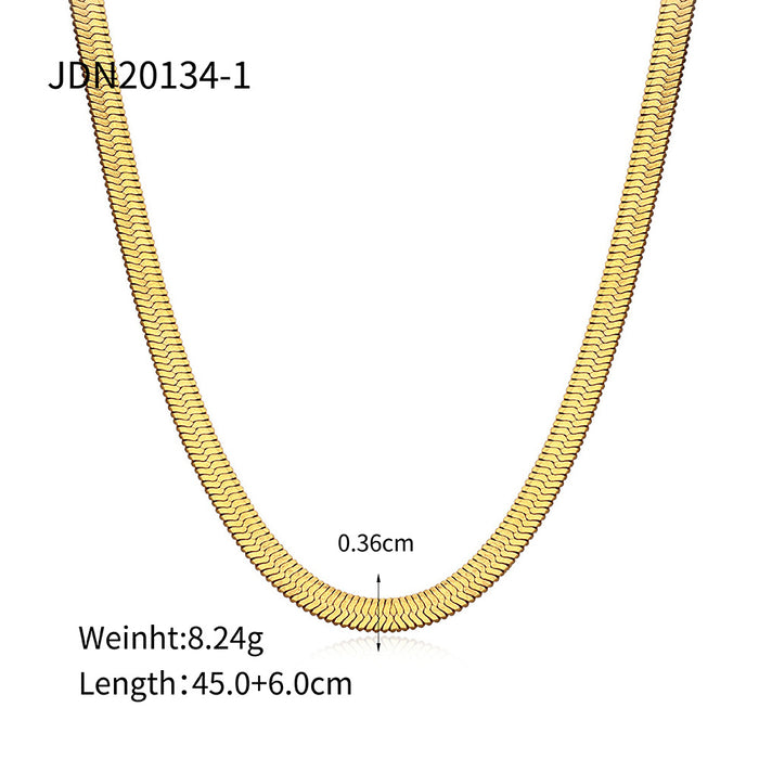 Wholesale 18K Gold Plated Stainless Steel Snake Bone Chain Necklace JDC-NE-JD409