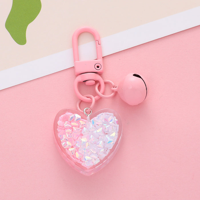 Wholesale Creative Heart Bell Keychain Pendant Peach Heart Accessories