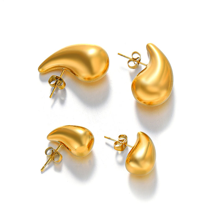 Wholesale Womens Stainless Steel teardrop Gold Plated Earrings