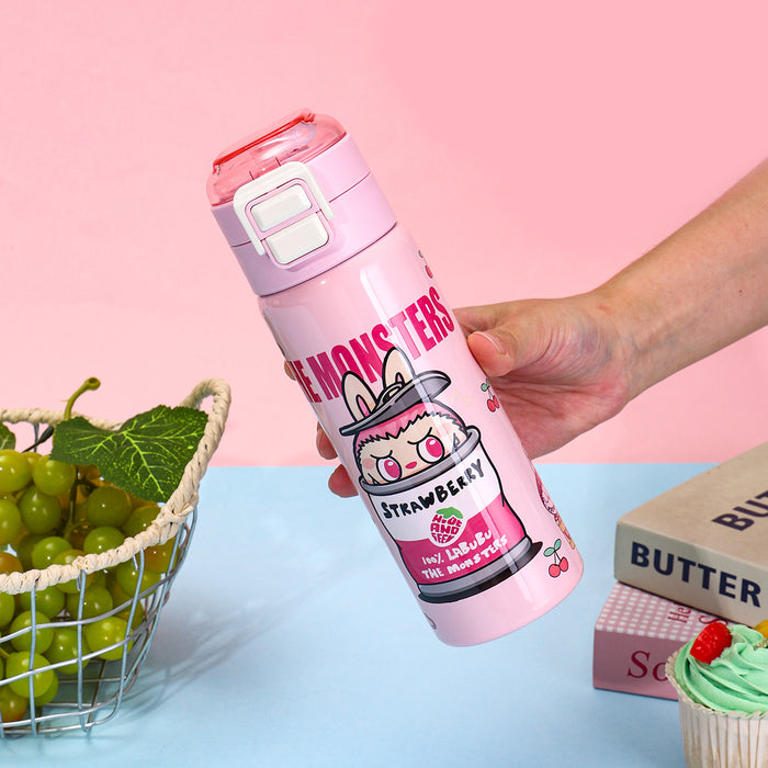 Wholesale Cartoon Double Drinking Cup Stainless Steel Thermos Cup Children' s Water Cup Bounce Lid Straw Cup