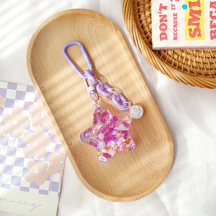 Wholesale Acrylic Star-Filled Liquid Glitter Keychain