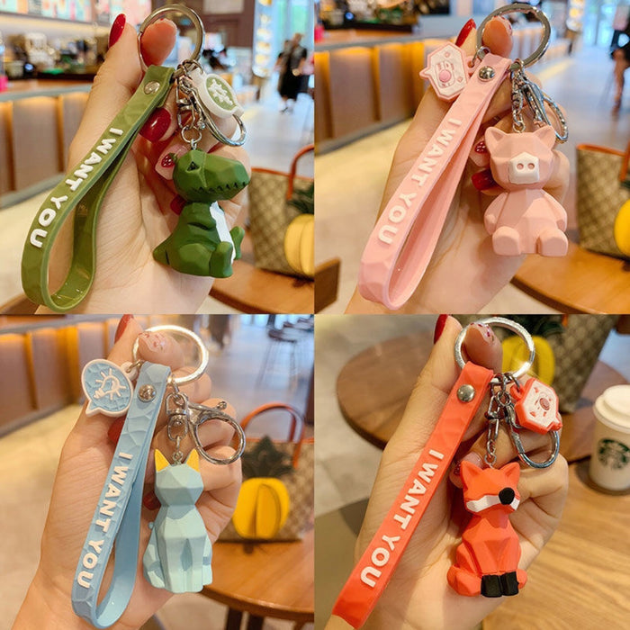 Wholesale Soft Plastic Geometric Animal Cartoon Doll Keychain JDC-KC-SengH007