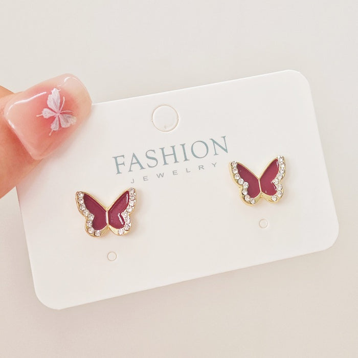 Wholesale Alloy Black Red White Butterfly Earrings JDC-ES-SM008