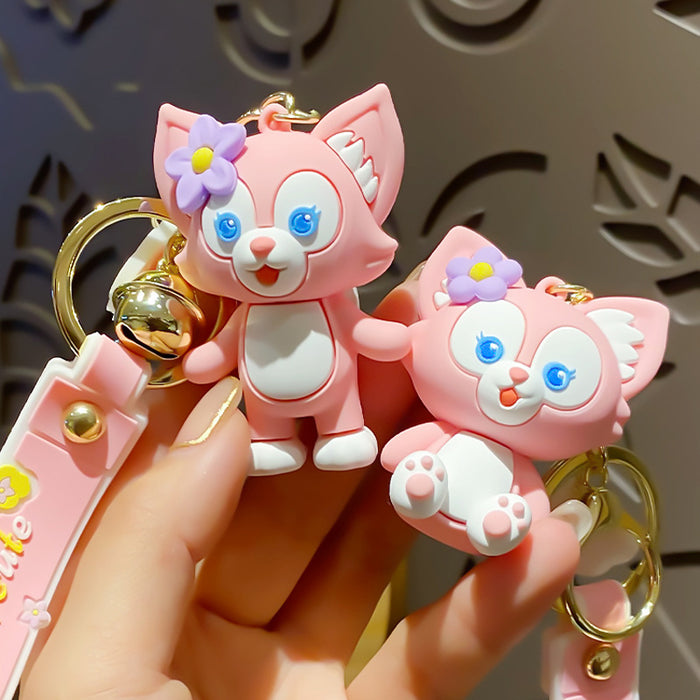 Wholesale Cartoon Cute Car Epoxy Pendant Pink Fox Couple Backpack Keychain