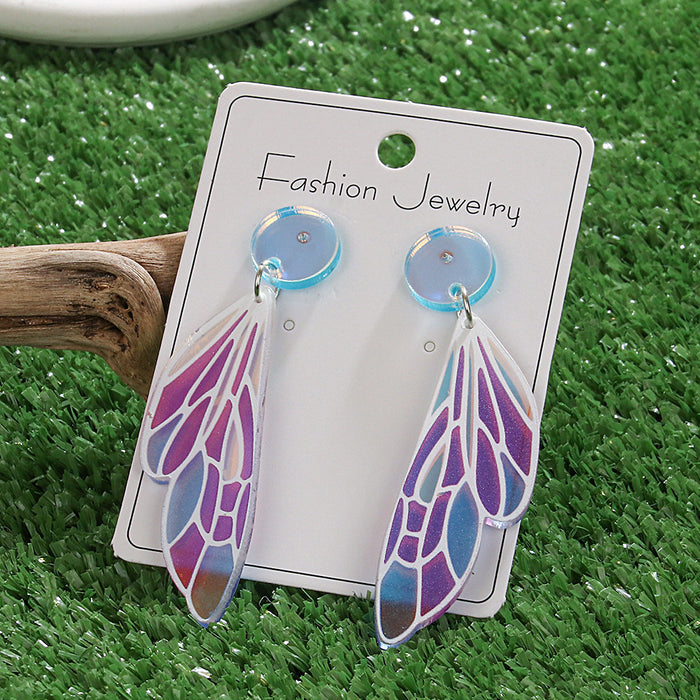 Wholesale Wing Earrings Handmade Cute Colorful Insect Wings Acrylic Earrings