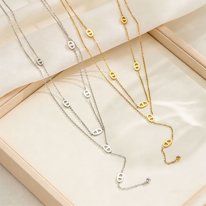 Wholesale 2pcs Luxury Double-Layer Exquisite Clavicle Chain Necklace