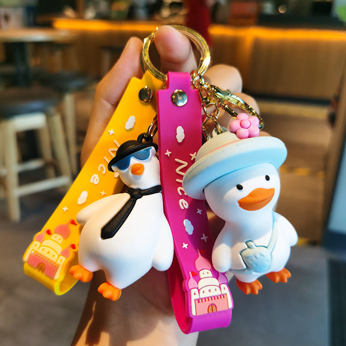 Wholesale Cartoon Cute Tilting Duck Soft Pvc Keychain JDC-KC-YMeng021