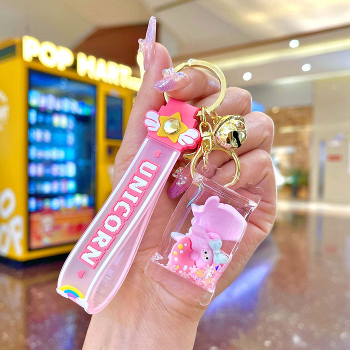 Wholesale Acrylic Pink Donut Quicksand Bottle Cartoon Keychain JDC-KC-JinM002