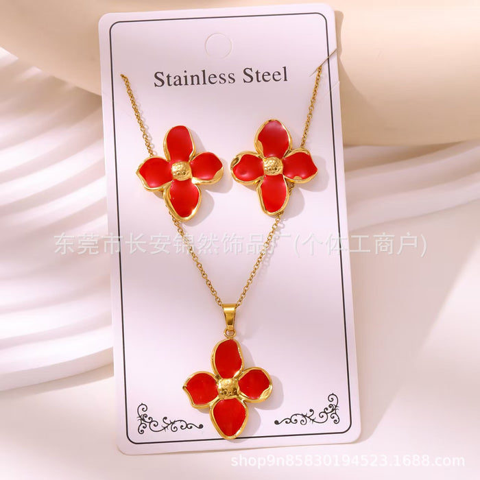 Wholesale 304 Stainless Steel Vacuum Plated Earrings and Necklace Set