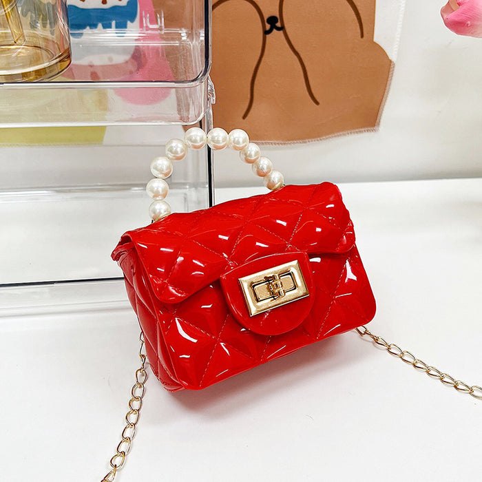 Wholesale PU Children's Pearl Pearl Hand-held Single Shoulder Crossbody Chain Bag JDC-SD-QiSheng006