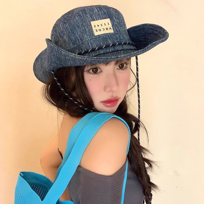 Wholesale Sunscreen camping fisherman hat, outdoor cycling strap hiking hat, large brim cowboy hat