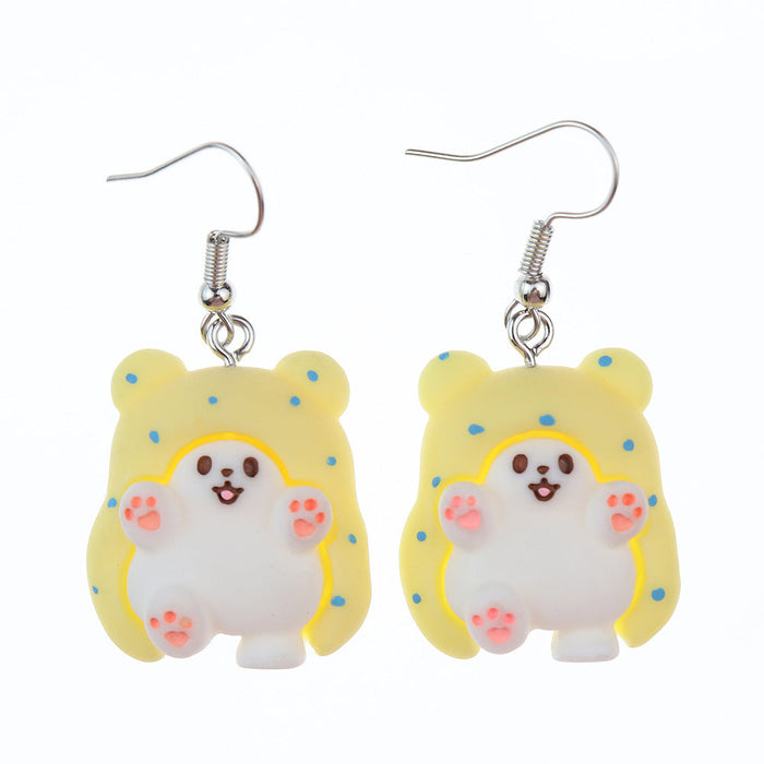 Wholesale Cartoon Animal Hopping Bear Earrings JDC-NS-NiQing013