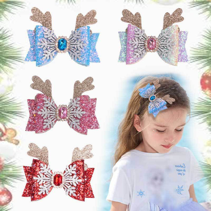 Wholesale Children Christmas Snowflake Fabric Bow Hairpin JDC-HC-Bais005