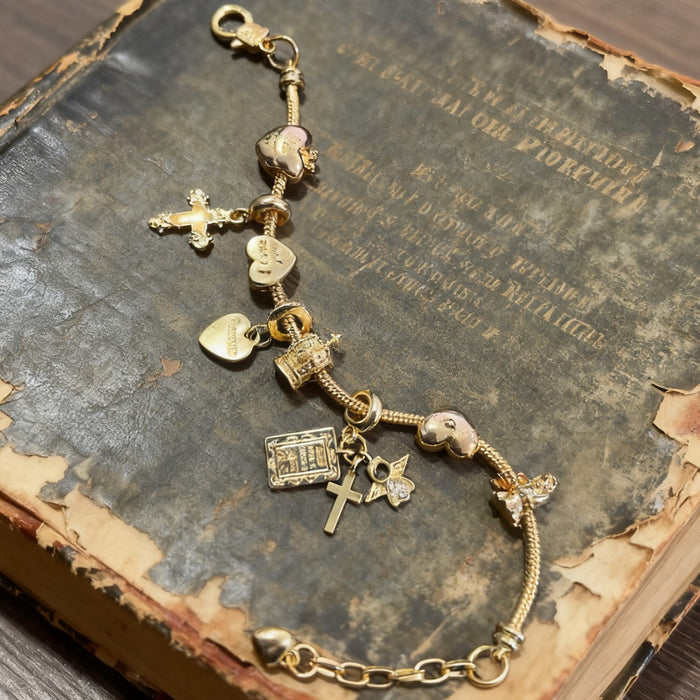 Wholesale beaded Charms Bracelets Gold Luminous Cross Adjustable Jewelry