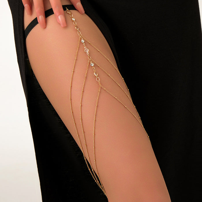 Wholesale Sexy casual pearl leg ring body chain, simple and fashionable tassel thigh chain