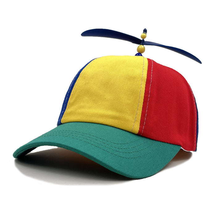 Wholesale Rainbow patchwork bamboo dragonfly propeller soft-top baseball cap