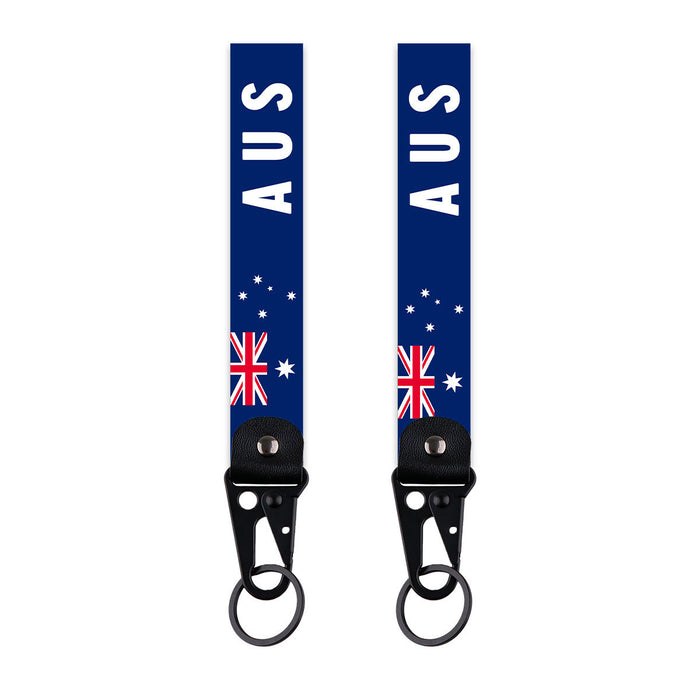 Wholesale  simple world flag  alloy car keychain pendant