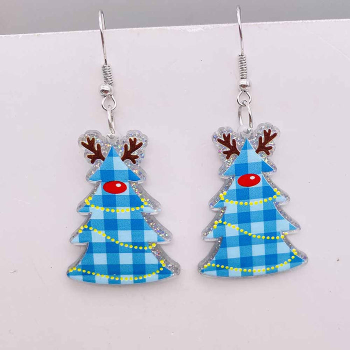 Wholesale Christmas Earrings, Colorful Lights Red Checkered Christmas Trees Acrylic Earrings Skull Heads Halloween Decorations JDC-ES-YaChen006