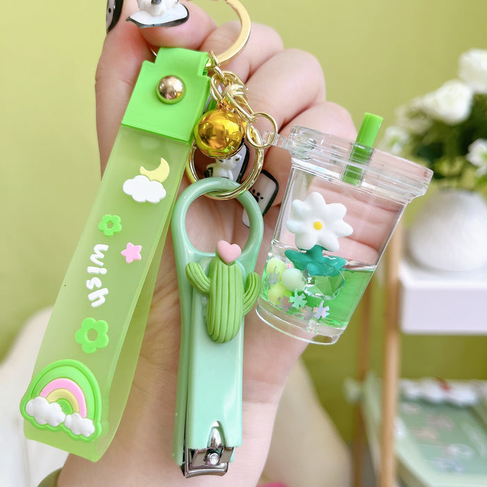 Wholesale Acrylic Oil Floating Flower Keychain JDC-KC-YanG074