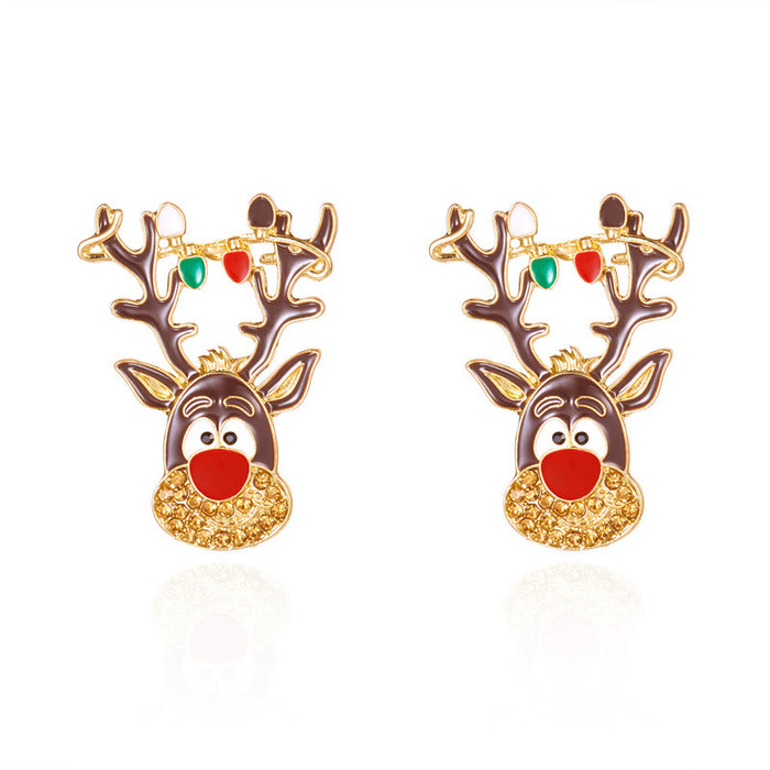 Wholesale Christmas Snowman Snowflake Earrings Red Beaded Design Holiday Fashion Accessory