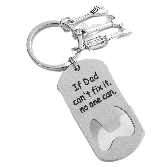 Wholesale Stainless steel bottle opener keychain engraved pendant Father's Day metal keyring