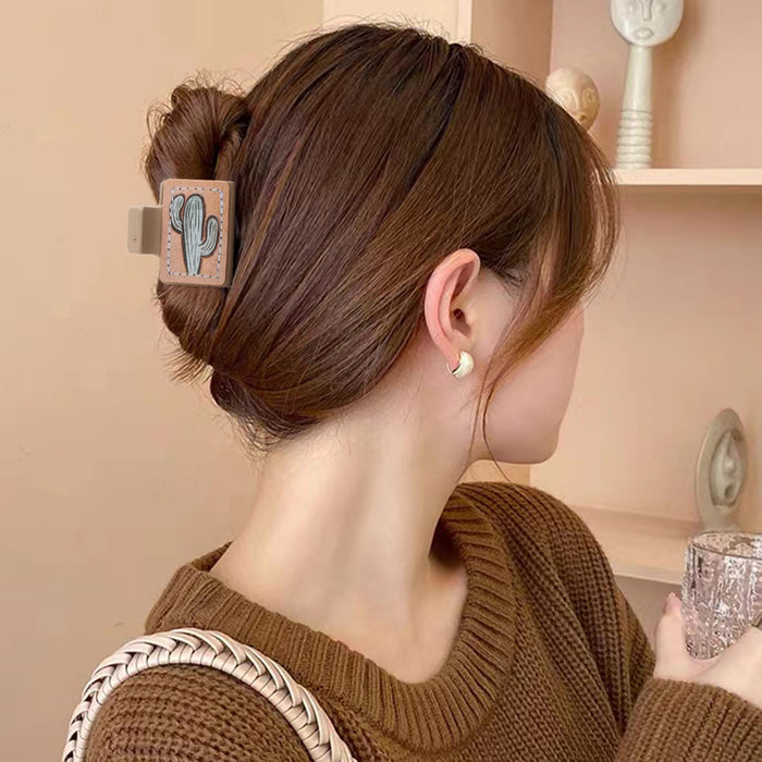 Wholesale Western Style Cactus Butterfly Flower Leather Hairpin Women Shark Clip Clamp AliExpress