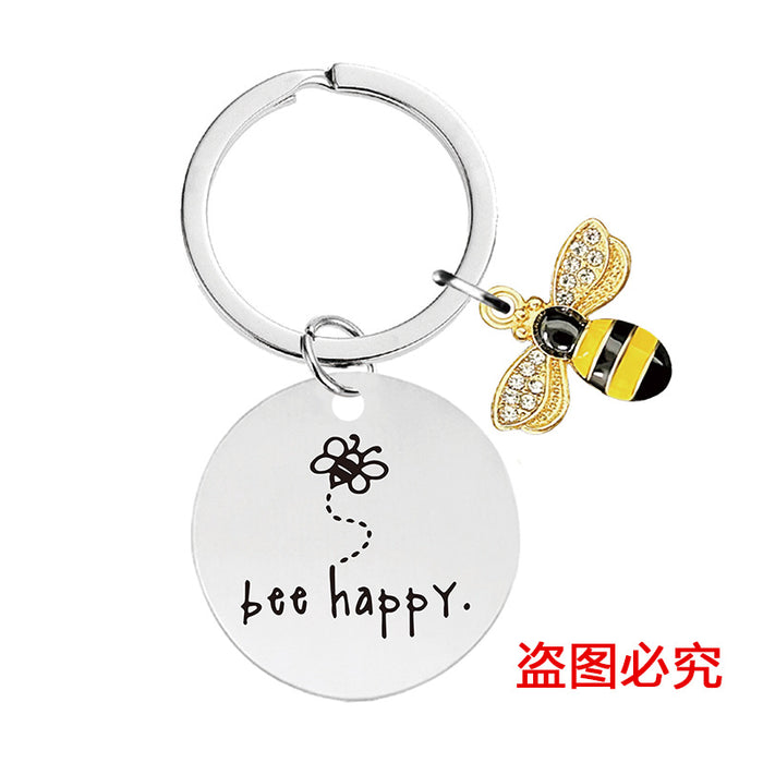 Wholesale Little Bee Thanksgiving Teacher's Day Alloy Keychain JDC-KC-GangGu048