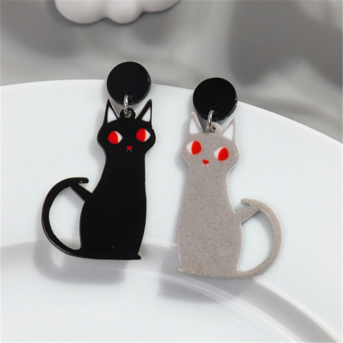 Wholesale Christmas changeable cat earrings acrylic holiday cute Christmas bell black cat earrings